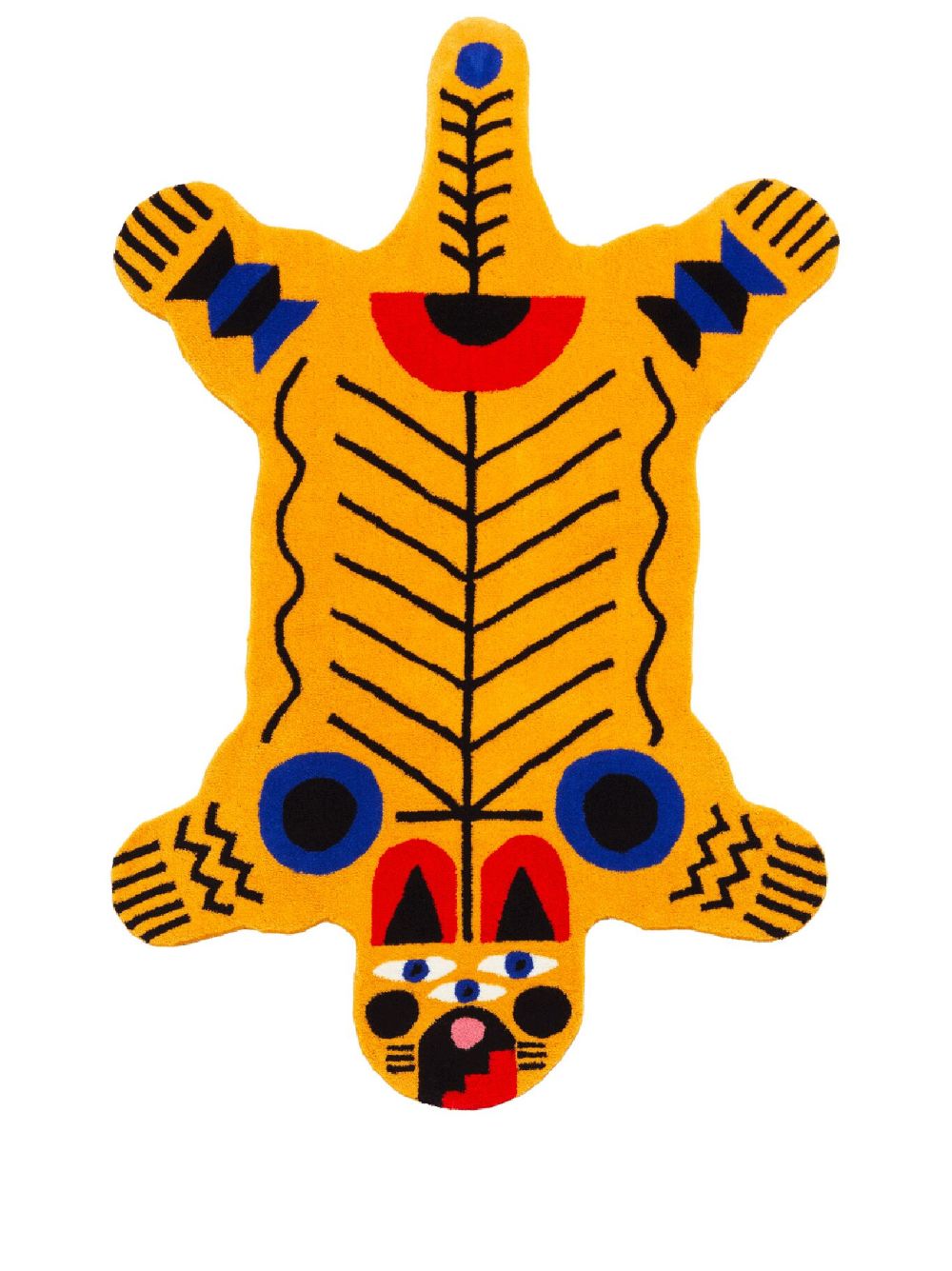 Qeeboo Geometric-print Tiger Carpet In Gelb
