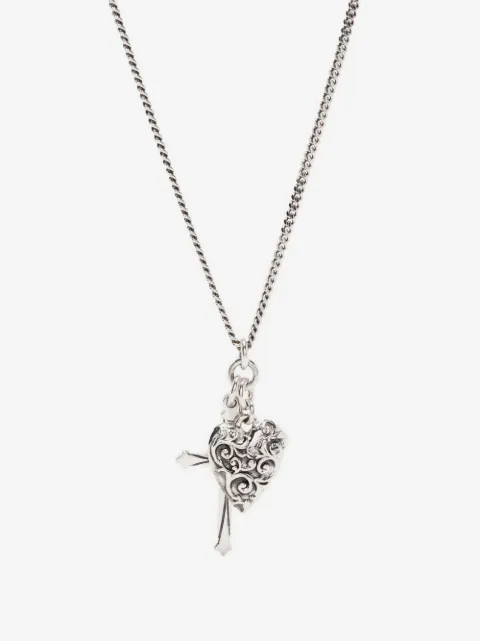 Emanuele Bicocchi cross and arabesque heart pendant