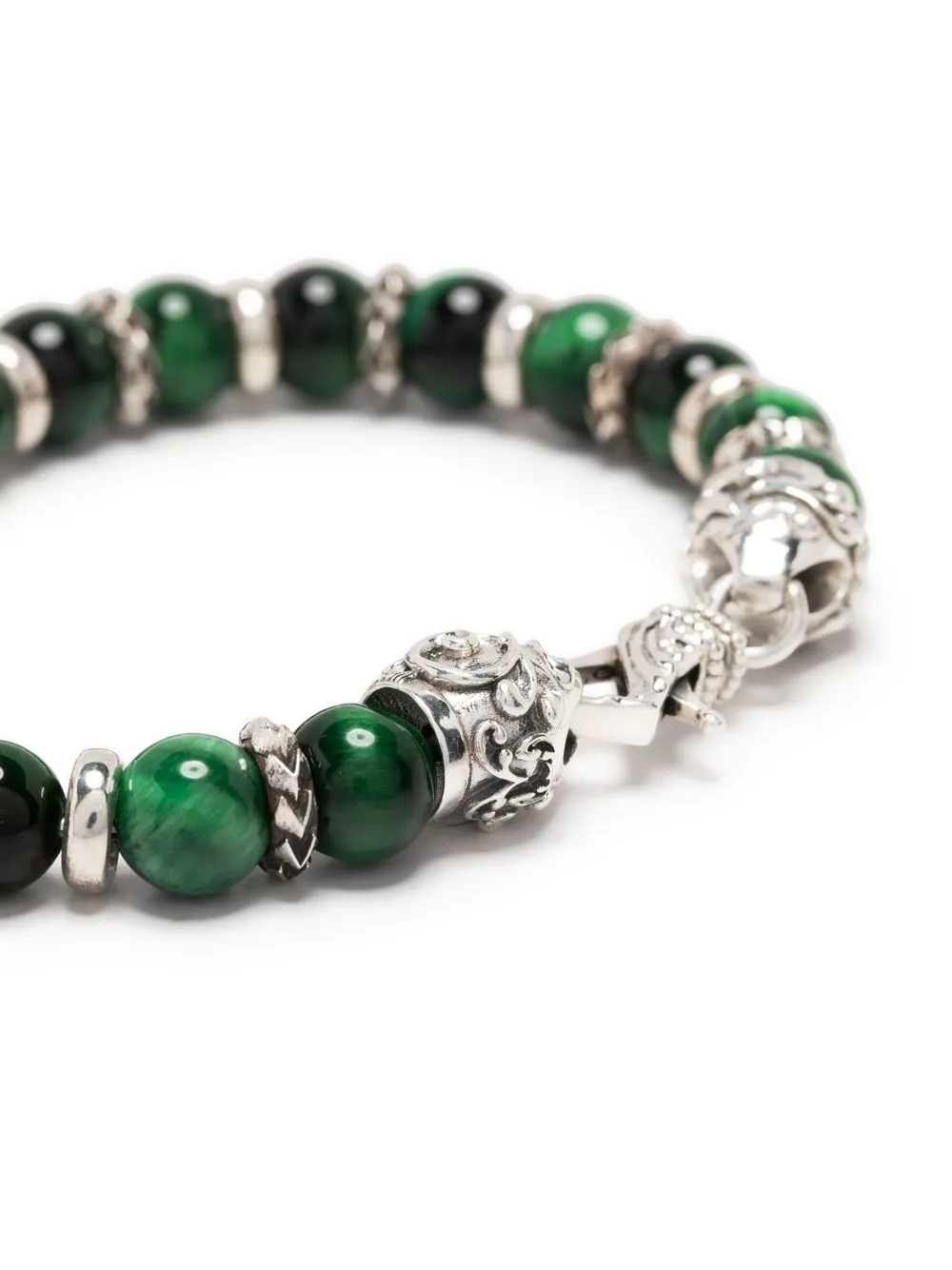 Emanuele Bicocchi Tiger Eye Beaded Bracelet In Green