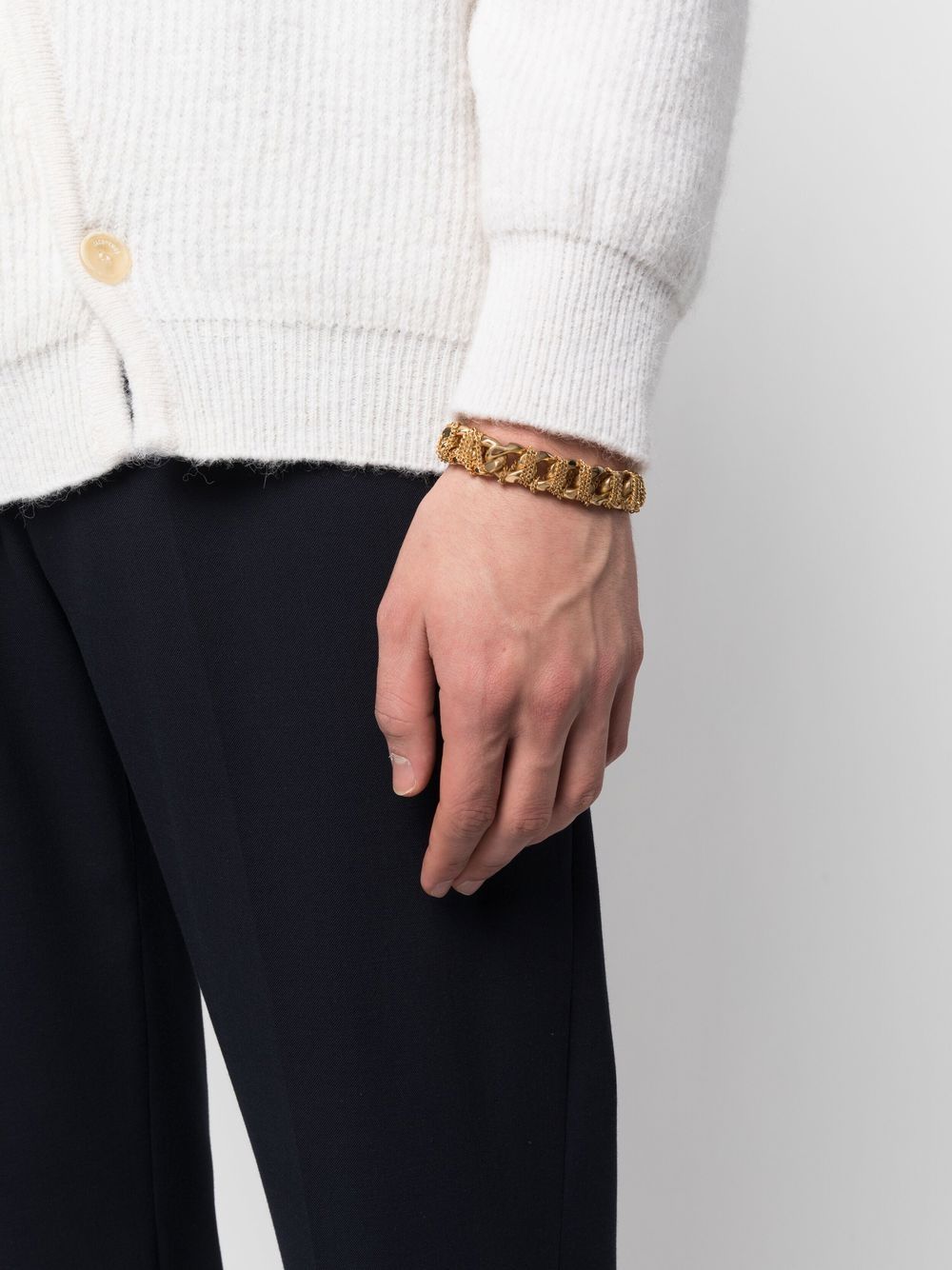 Shop Emanuele Bicocchi Crocheted Chain-link Bracelet In Gold