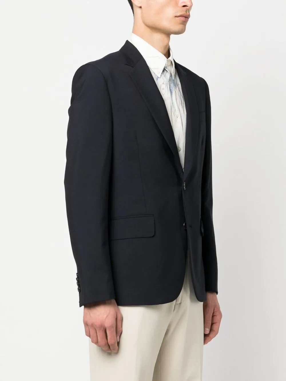 Paul Smith Single-breasted Wool-blend Jacket In Blue