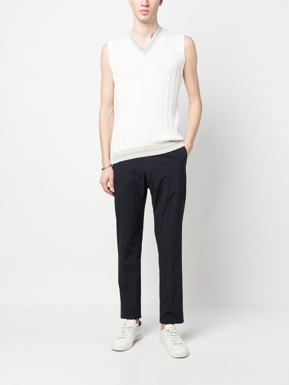 Shop Eleventy Riibbed-knit Cotton Vest In White