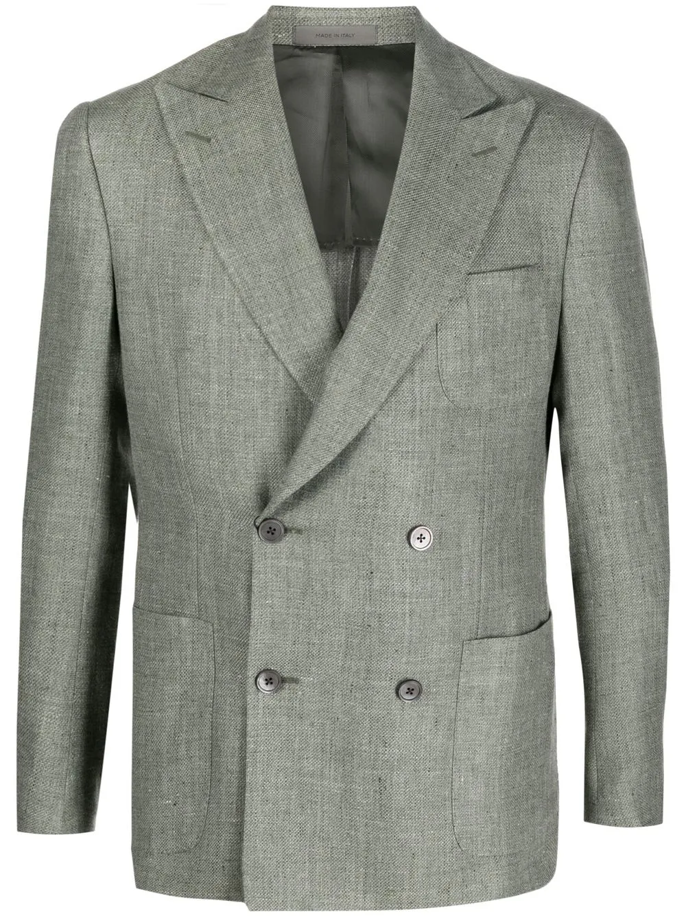 

Corneliani double-breasted linen/flax blend blazer - Green