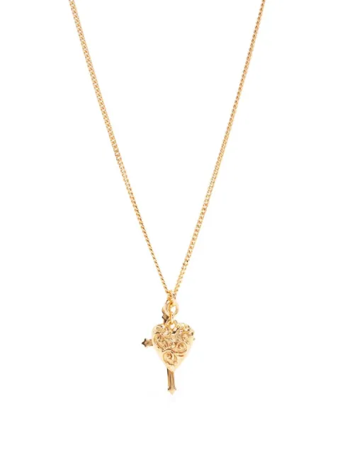 Emanuele Bicocchi Gold Cross and arabesque heart Pendant