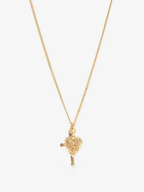 Emanuele Bicocchi Gold Cross and arabesque heart Pendant