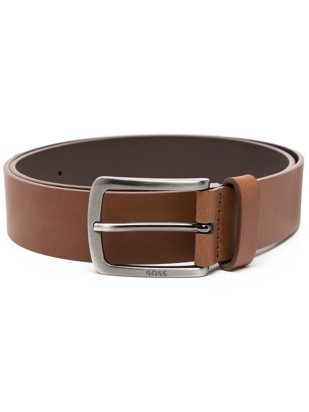 

BOSS leather engraved-logo belt - Brown