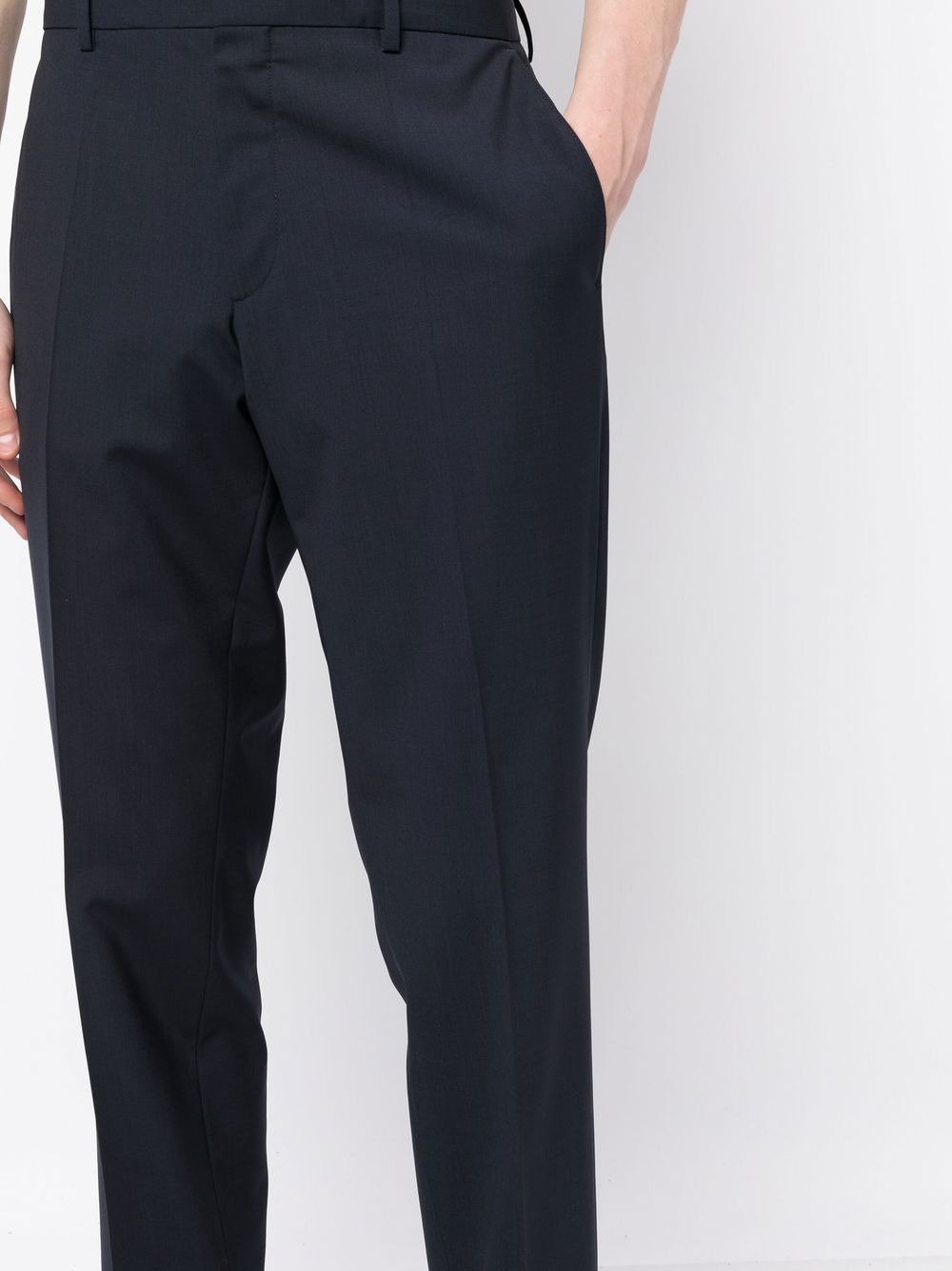 Shop Hugo Boss Straight-leg Tailored Trousers In Blue