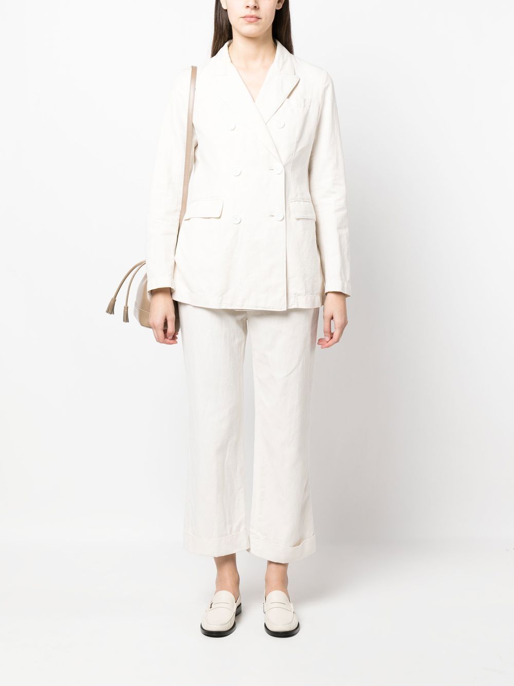 Shop Aspesi Double-breasted Two-piece Suit In Weiss