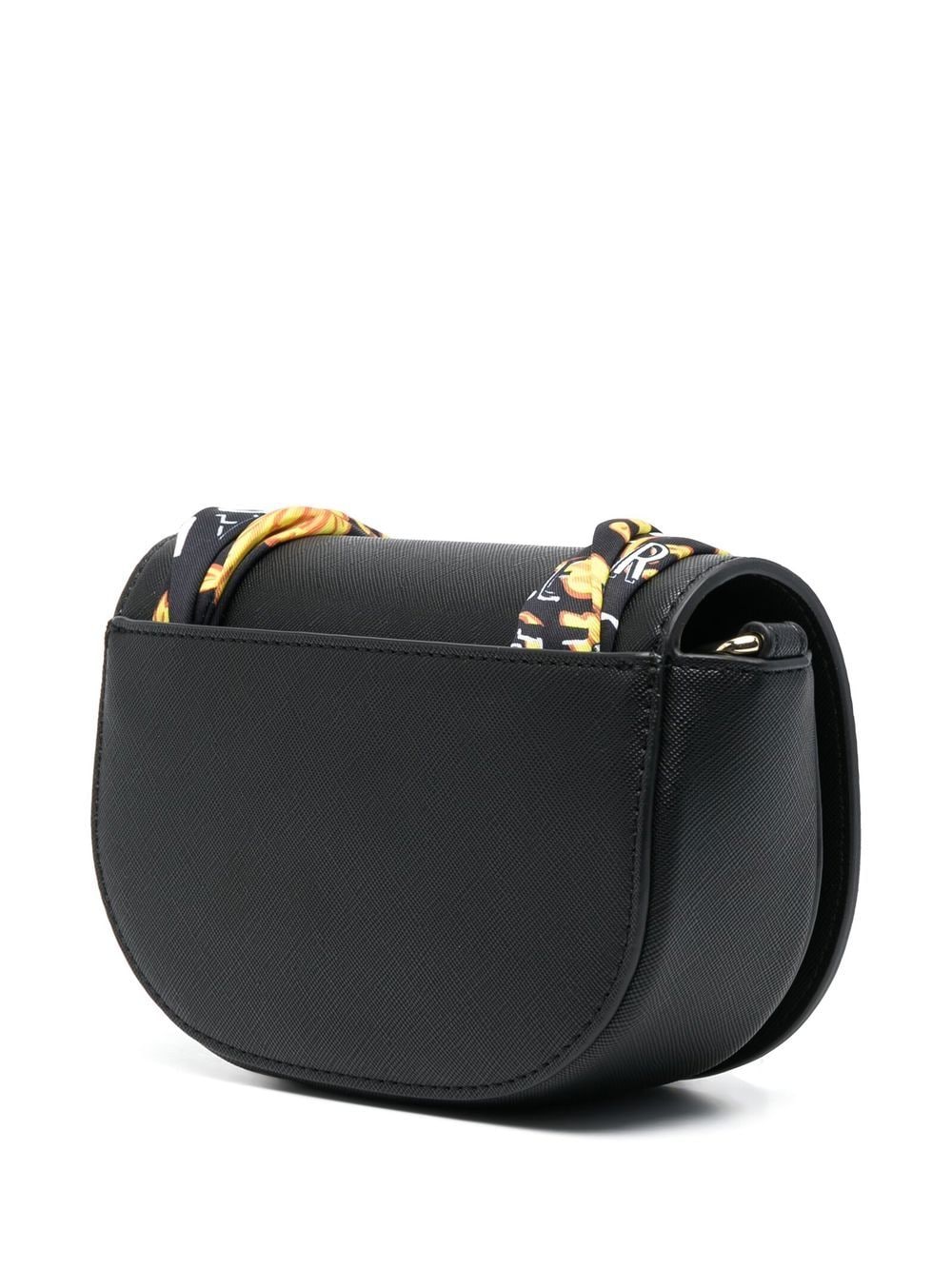 Shop Versace Jeans Couture Baroque-print Detail Shoulder Bag In Black