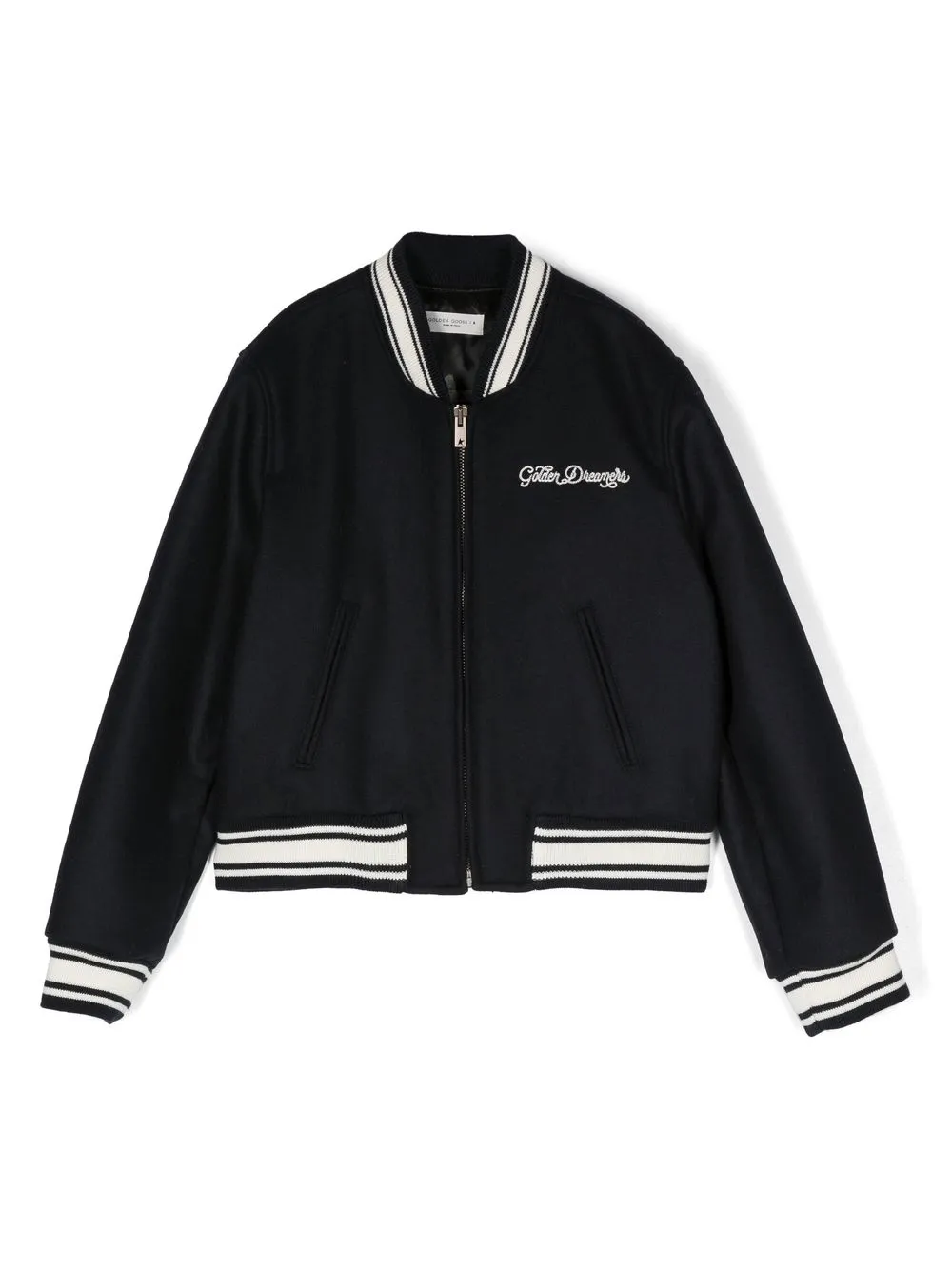 Golden Goose Kids' Striped-hem Bomber Jacket In Blue