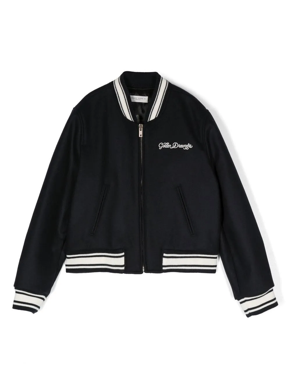 Golden Goose Logo-embroidered Zipped Varsity Jacket In Blue