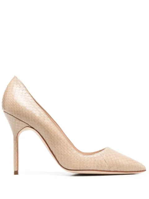 Manolo Blahnik snakeskin pointed toe pumps