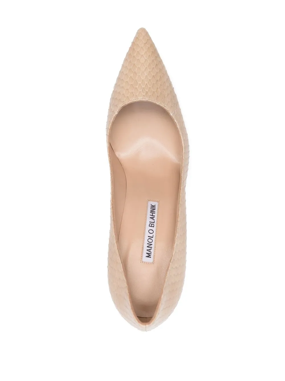 Manolo Blahnik Snakeskin Pointed Toe Pumps In Neutral