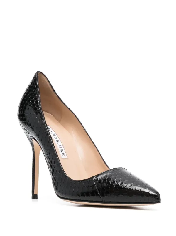 MANOLO BLAHNIK ブラックレザーパンプス　34 Manolo Blahnik スネークスキン パンプス | ブラック | FARFETCH JP
