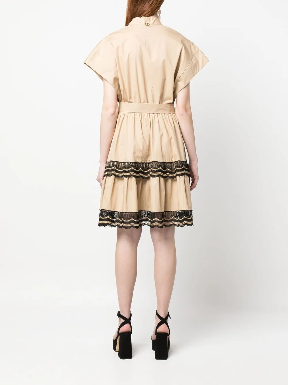 Twinset Lace Detail Dress In Nude