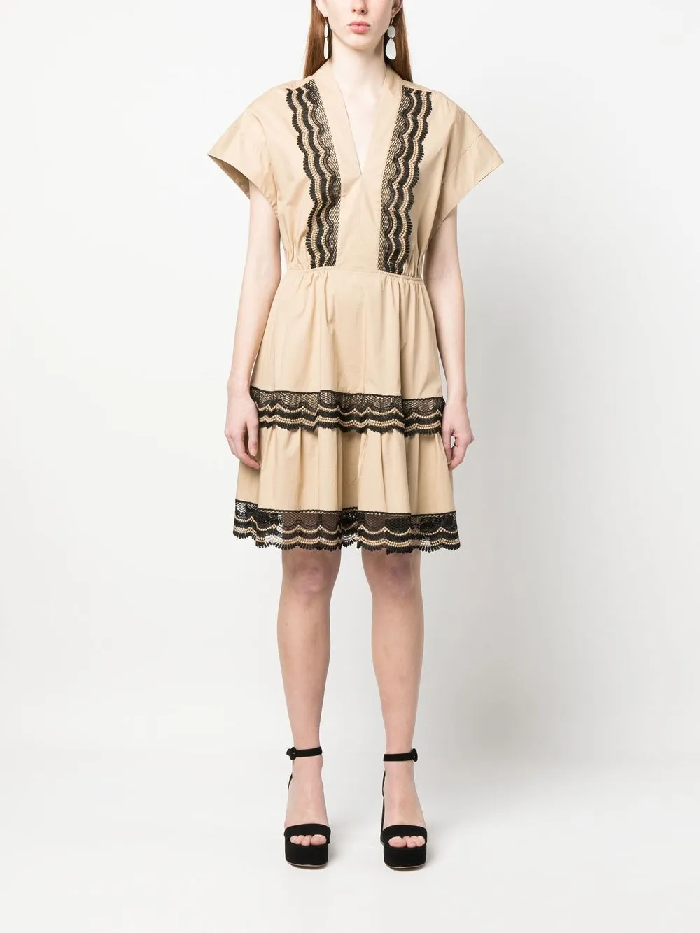 Twinset Lace Detail Dress In Nude