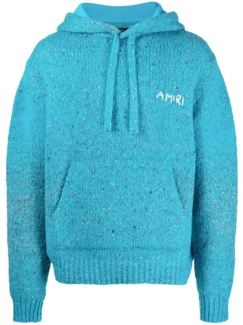 AMIRI logo-embroidery knitted hoodie