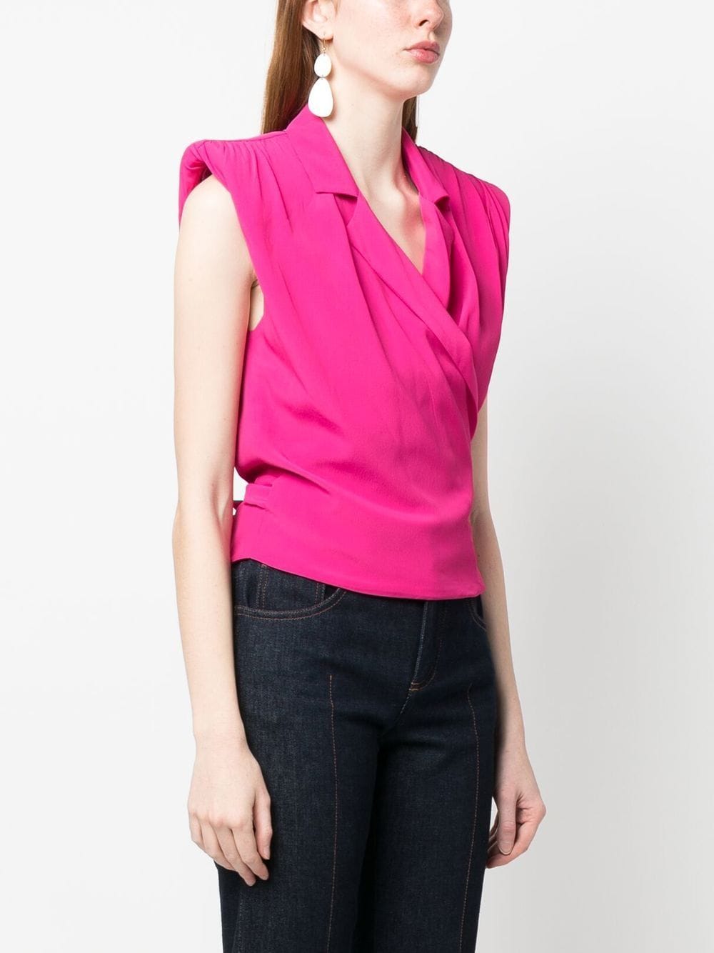 Shop Federica Tosi Shoulder Pad Tank Top In Rosa