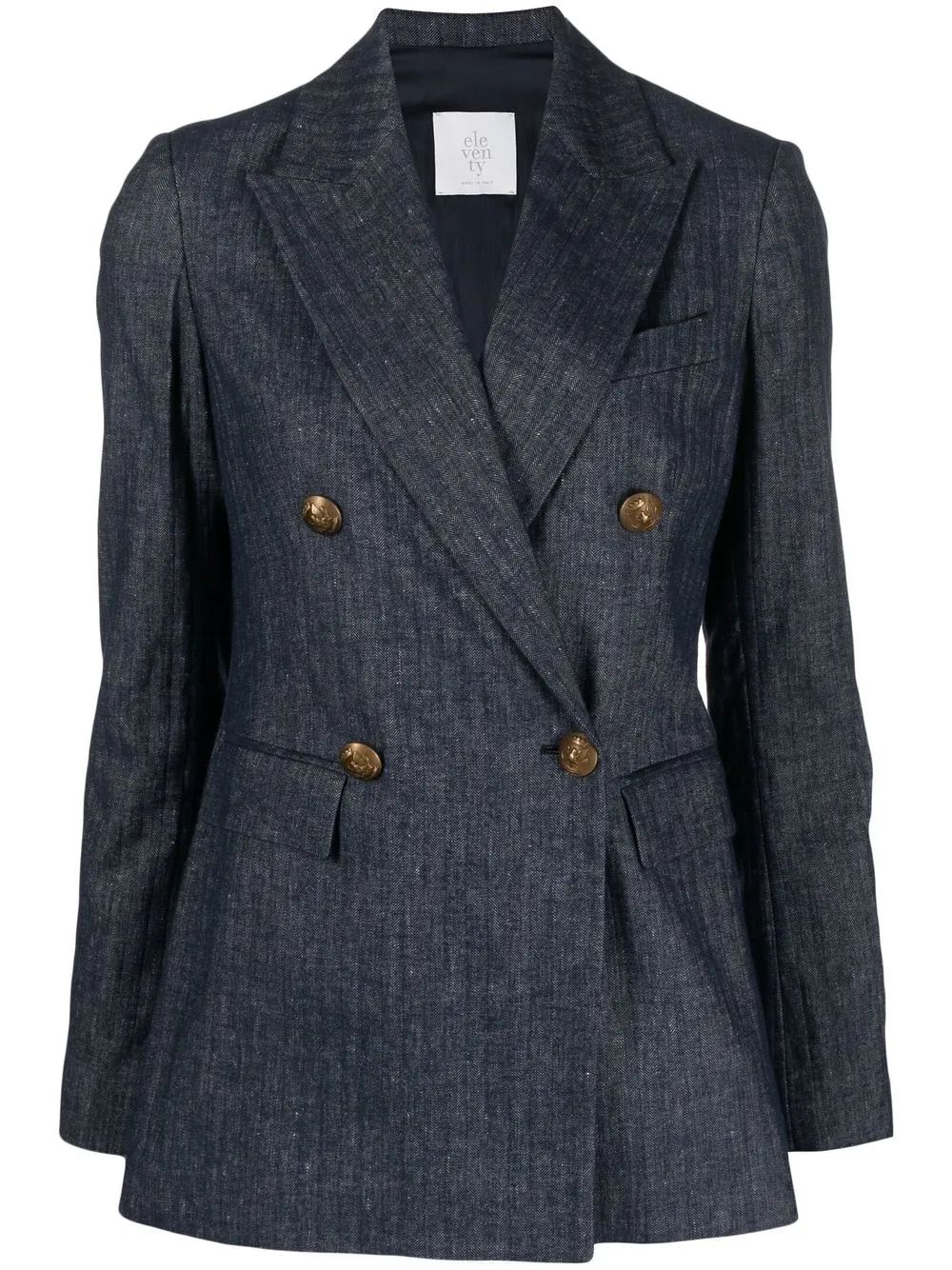 

Eleventy vertical-striped double-breasted blazer - Blue