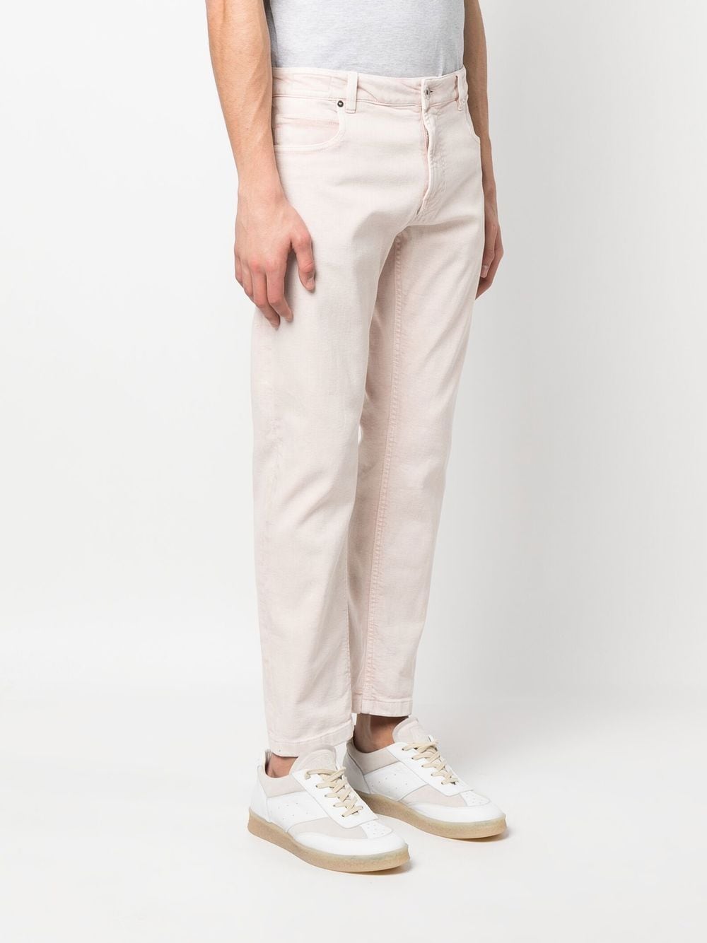 Shop Eleventy Mid-rise Cropped Trousers In Pink