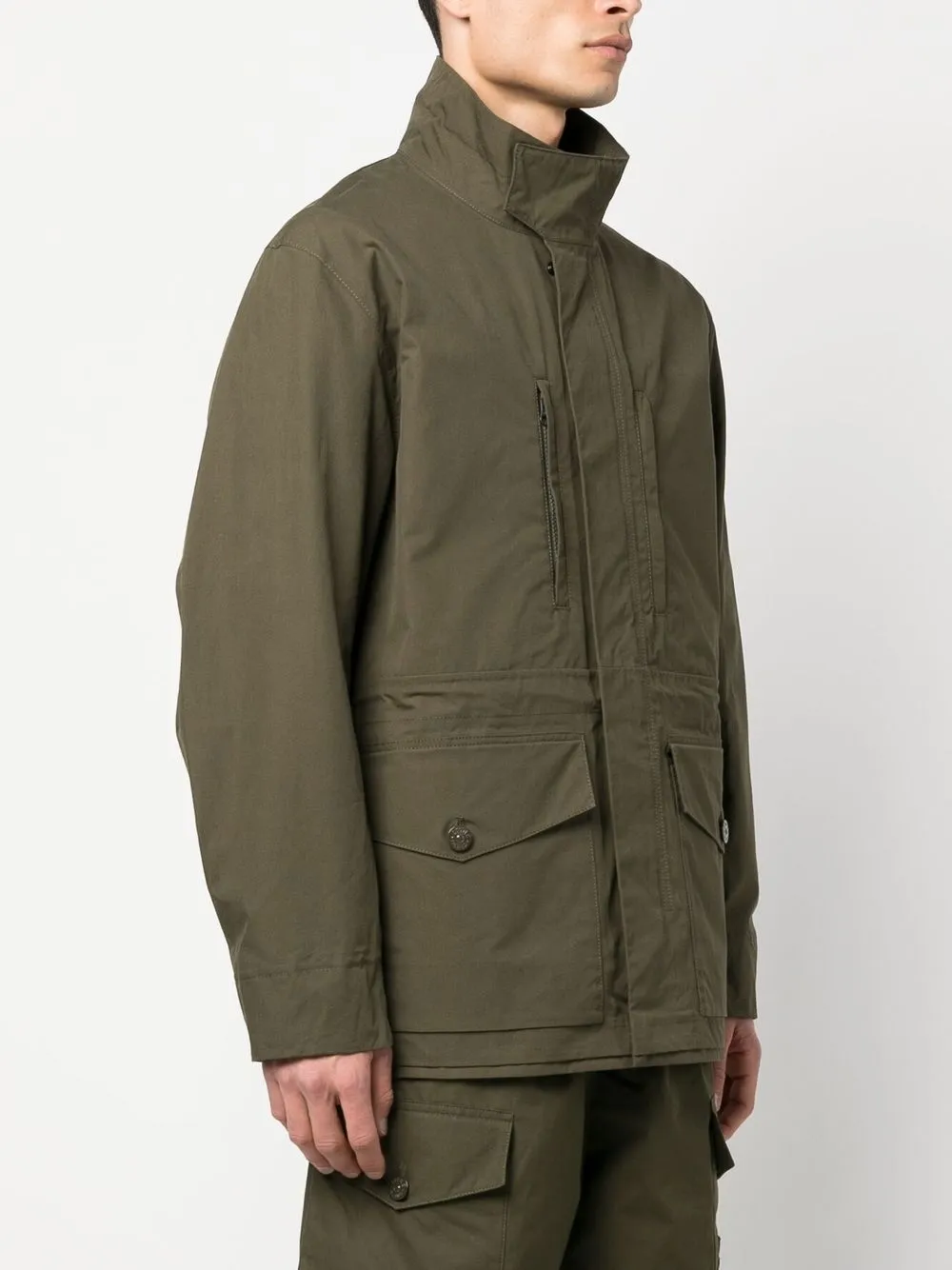 Shop Stone Island Compass-patch Long-sleeved Jacket In 绿色