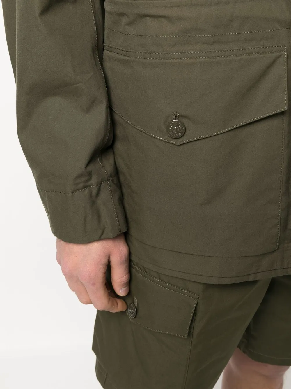 Stone Island Compass-patch Long-sleeved Jacket In 绿色