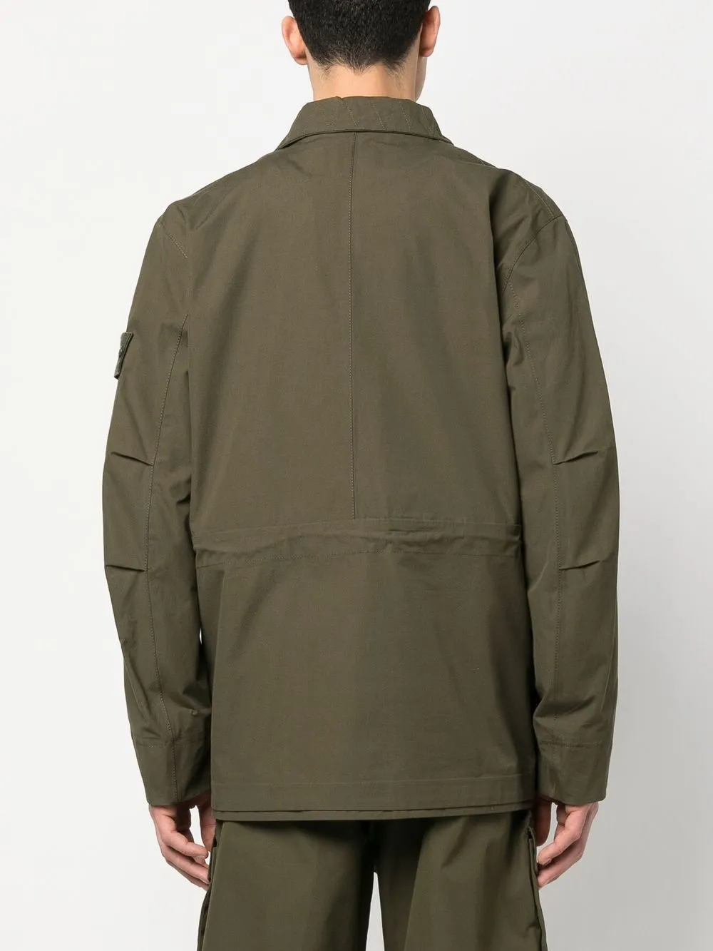 Stone Island Compass-patch Long-sleeved Jacket In 绿色