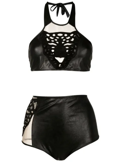 Brigitte leopard-appliqué bikini set