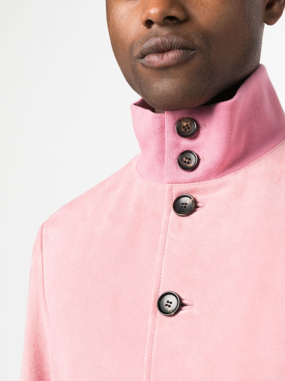 Shop Bally Button-up Leather Bomber Jacket In Rosa