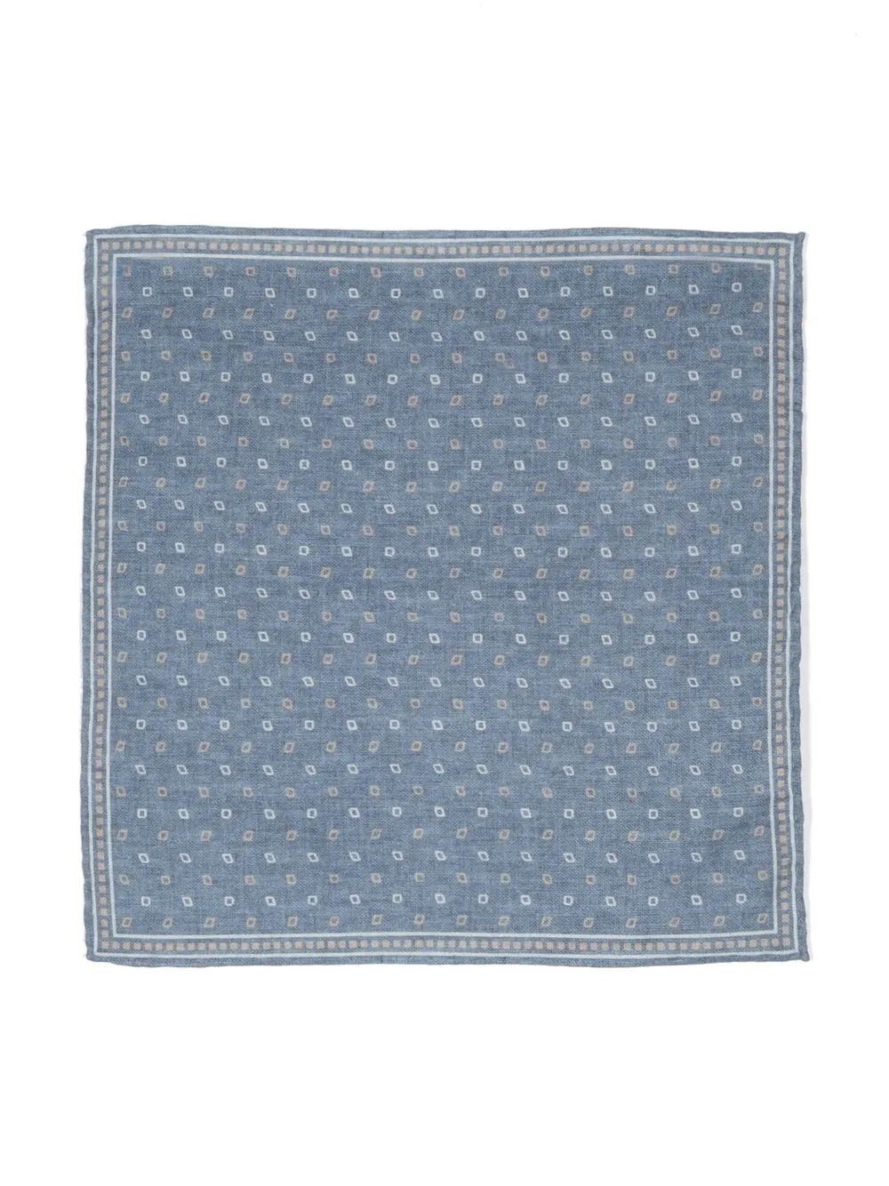 

Eleventy geometric-patterned print pocket square - Blue