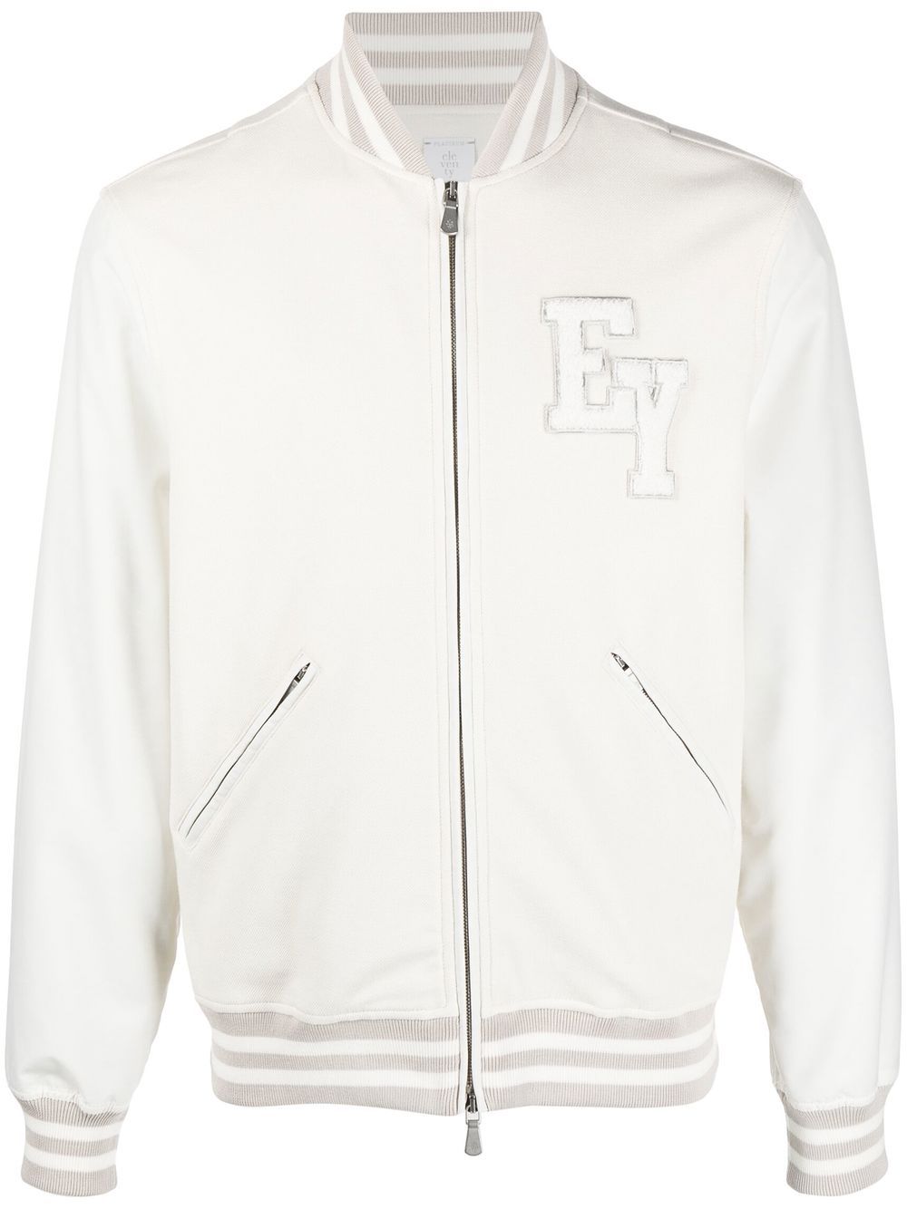 Eleventy logo-patch Bomber Jacket - Farfetch