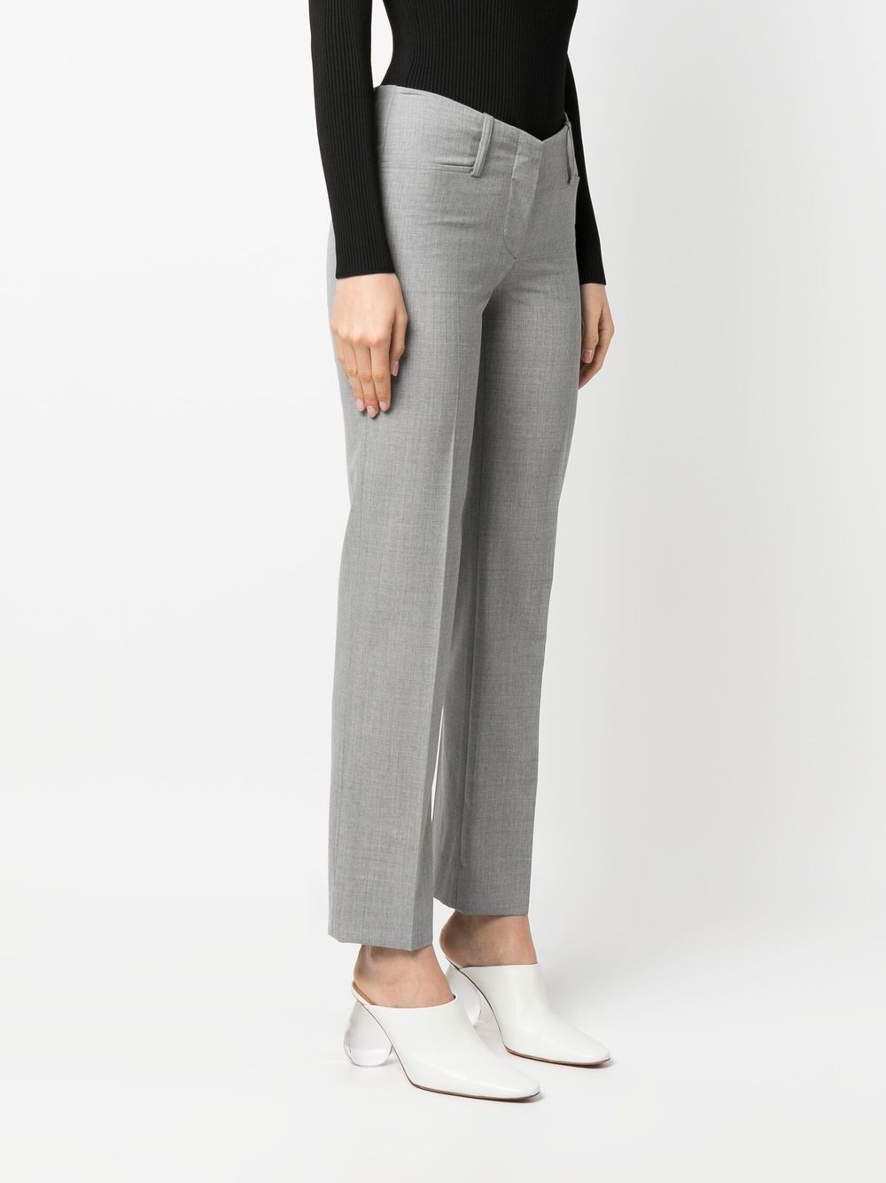 Shop Victoria Beckham Virgin-wool Straight-leg Trousers In Grey