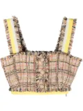 MSGM tweed crop top - Neutrals