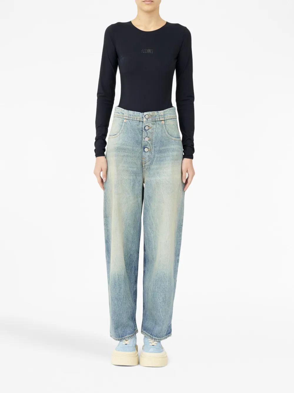 MM6 Maison Margiela high-waisted wide-leg jeans - Blauw