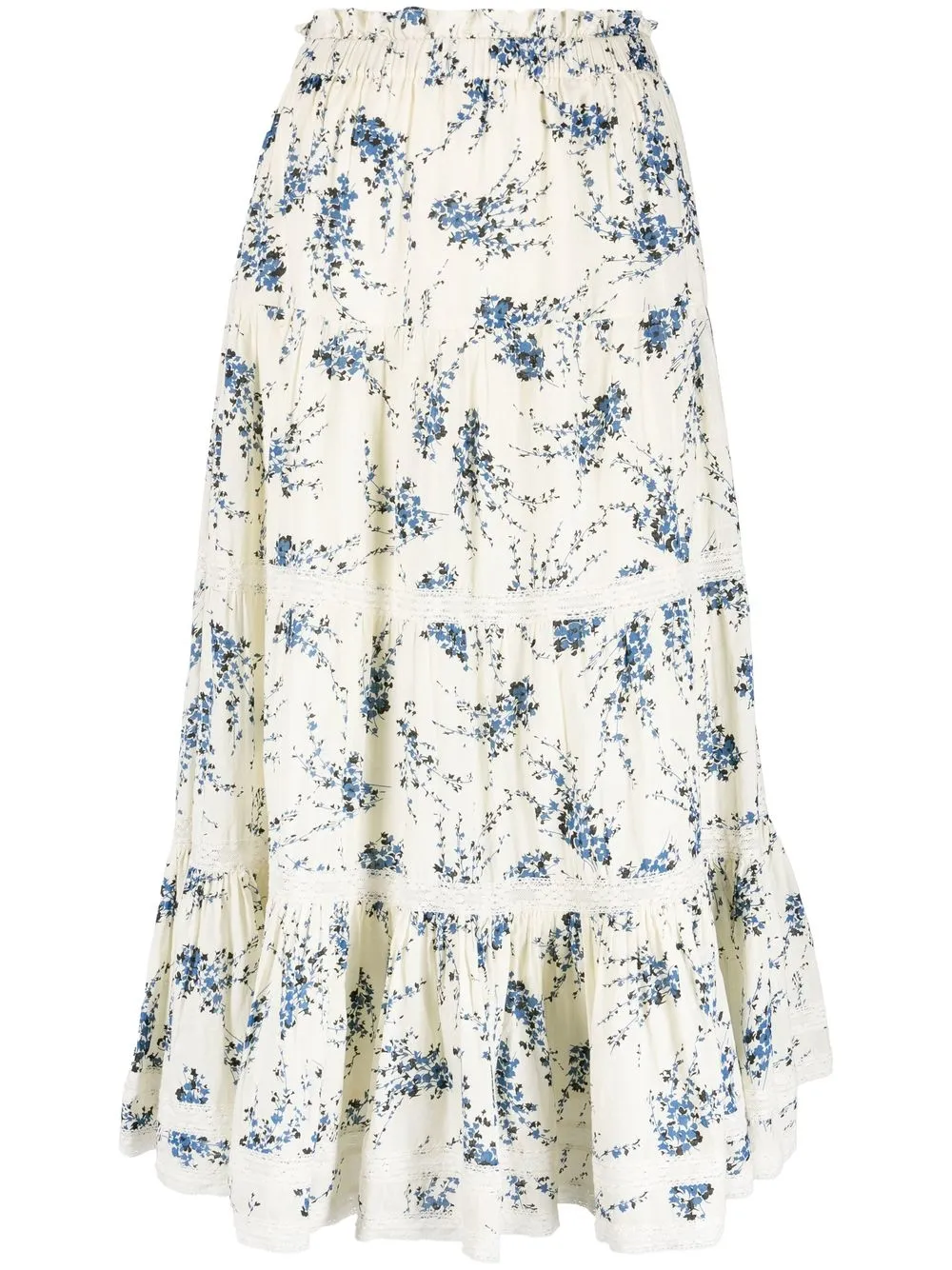 

The Great. floral-print midi skirt - Neutrals