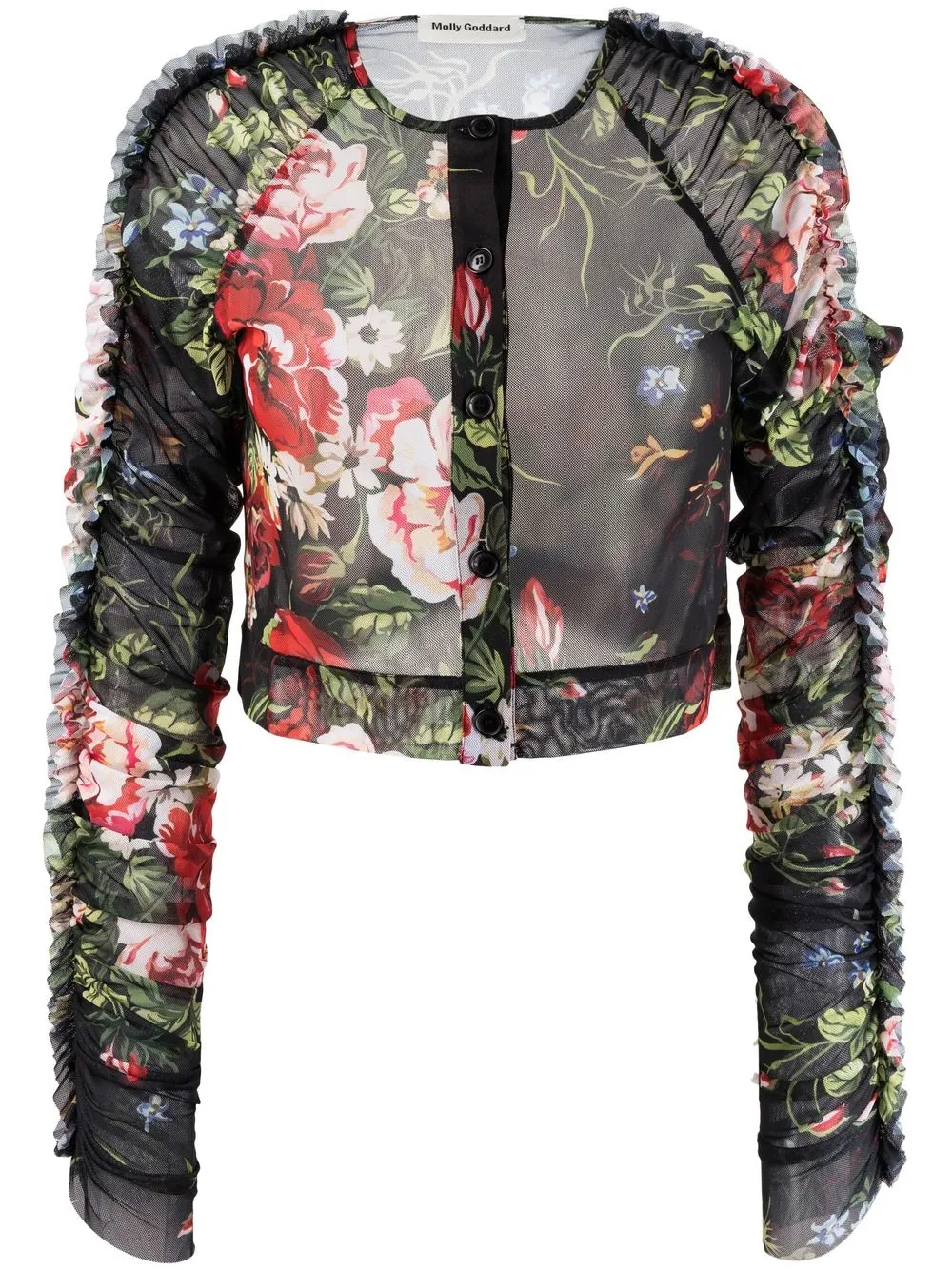 

Molly Goddard floral-printed tulle cropped cardigan - Black