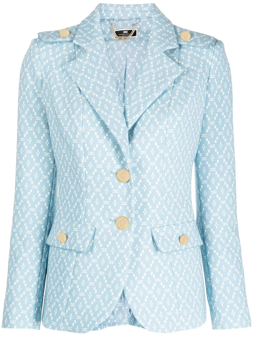 

Elisabetta Franchi Double Layer monogram-print crepe jacket - Blue