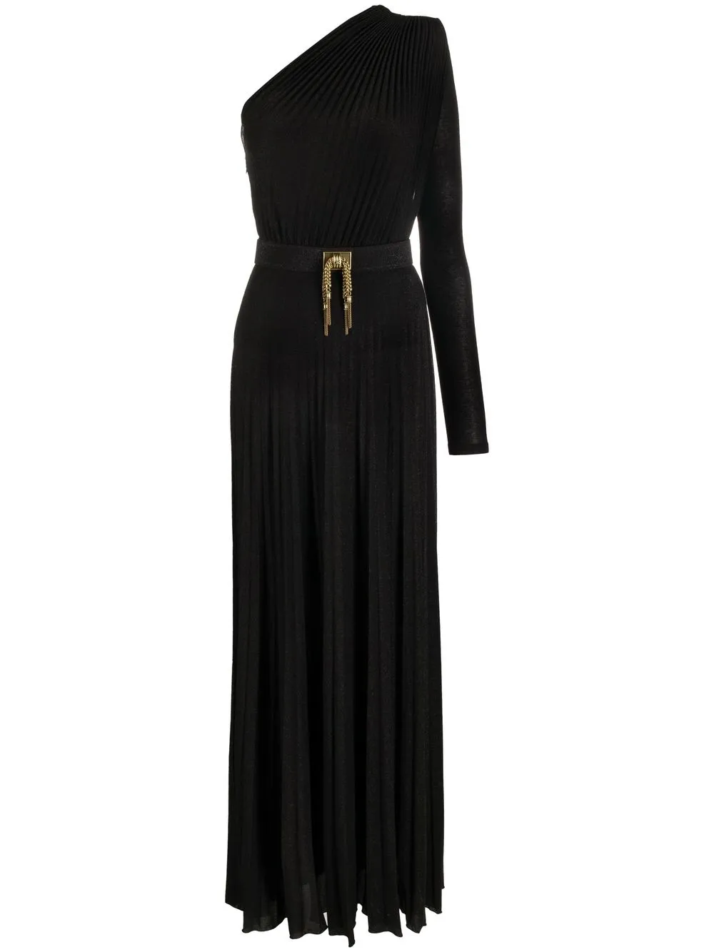 

Elisabetta Franchi one-shoulder pleated gown - Black