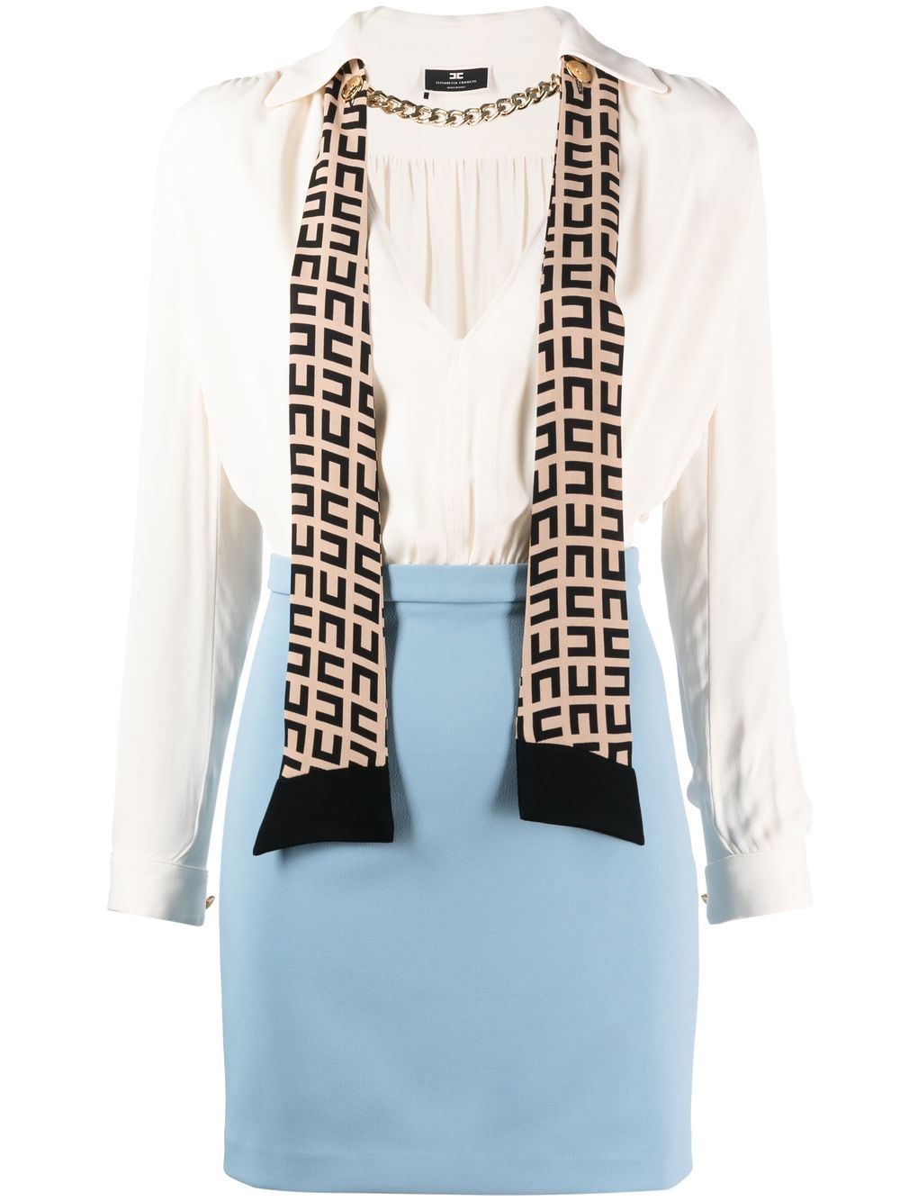 

Elisabetta Franchi scarf-detail two-tone shirt dress - Neutrals