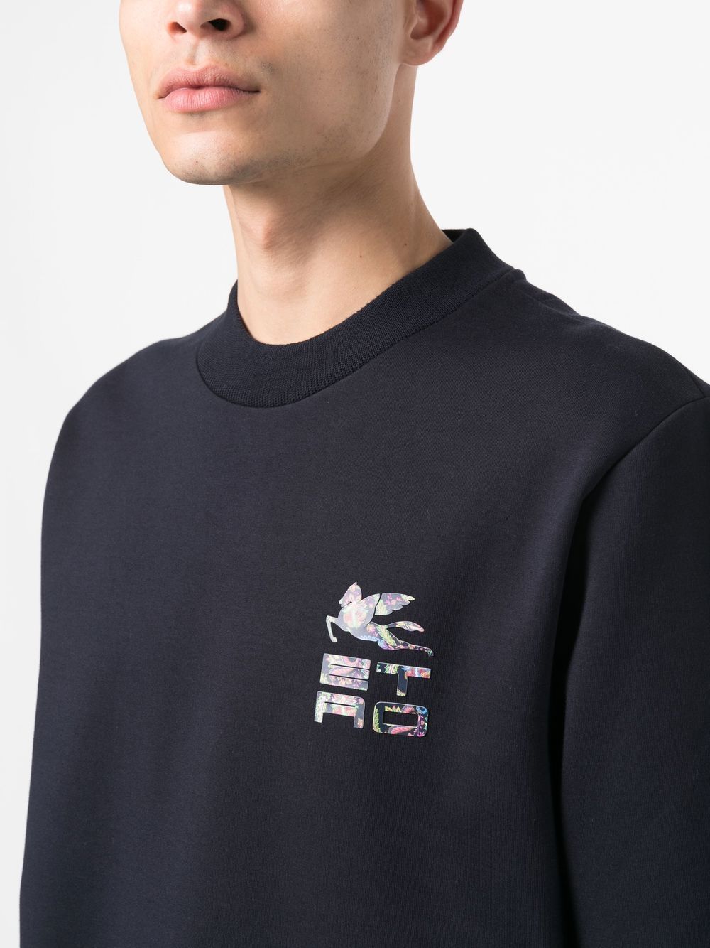 Shop Etro Logo-print Cotton Sweater In Blue