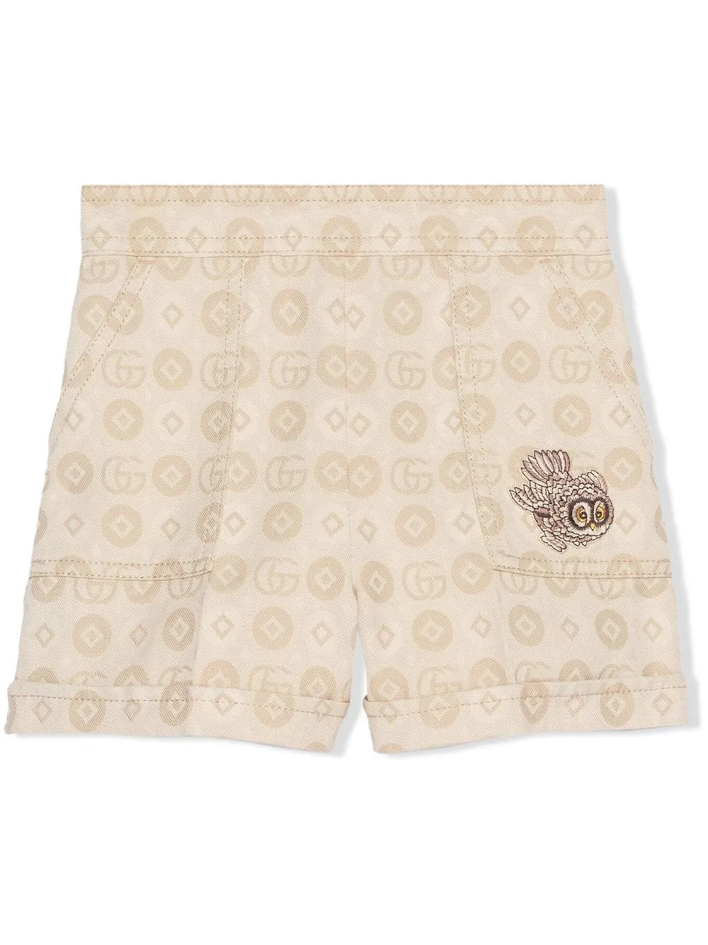 Gucci Kids' Double G Jacquard Shorts In White