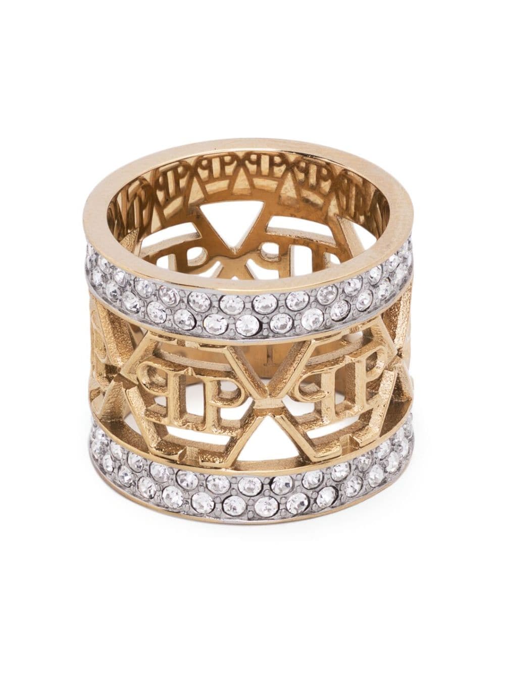 Philipp Plein Logo-lettering Band Ring In Gold