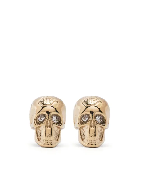 Philipp Plein skull logo-studs earrings