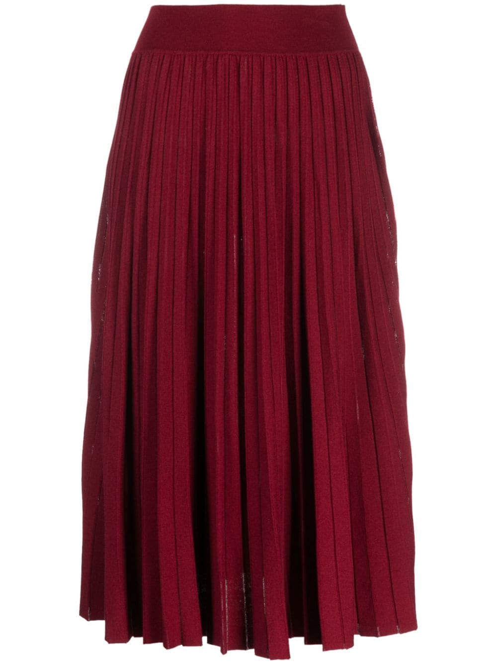 Polo Ralph Lauren Sunburst-pleated Cotton-blend Midi Skirt In Garnet Red