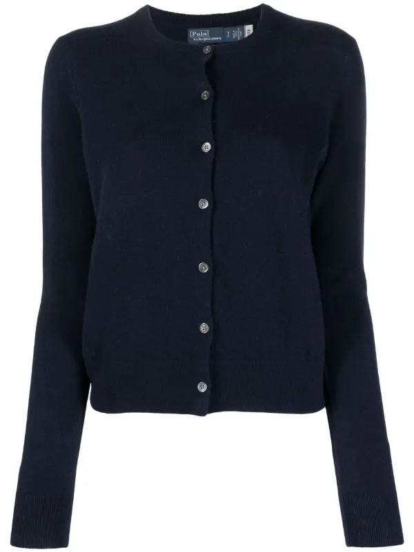 Polo Ralph Lauren ribbed-knit crew-neck Cardigan | Blue | FARFETCH IN 