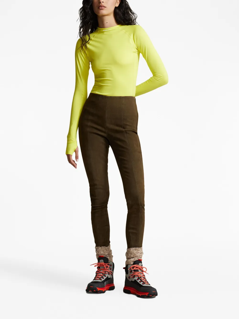 Polo Ralph Lauren midrise Suede Leggings Farfetch