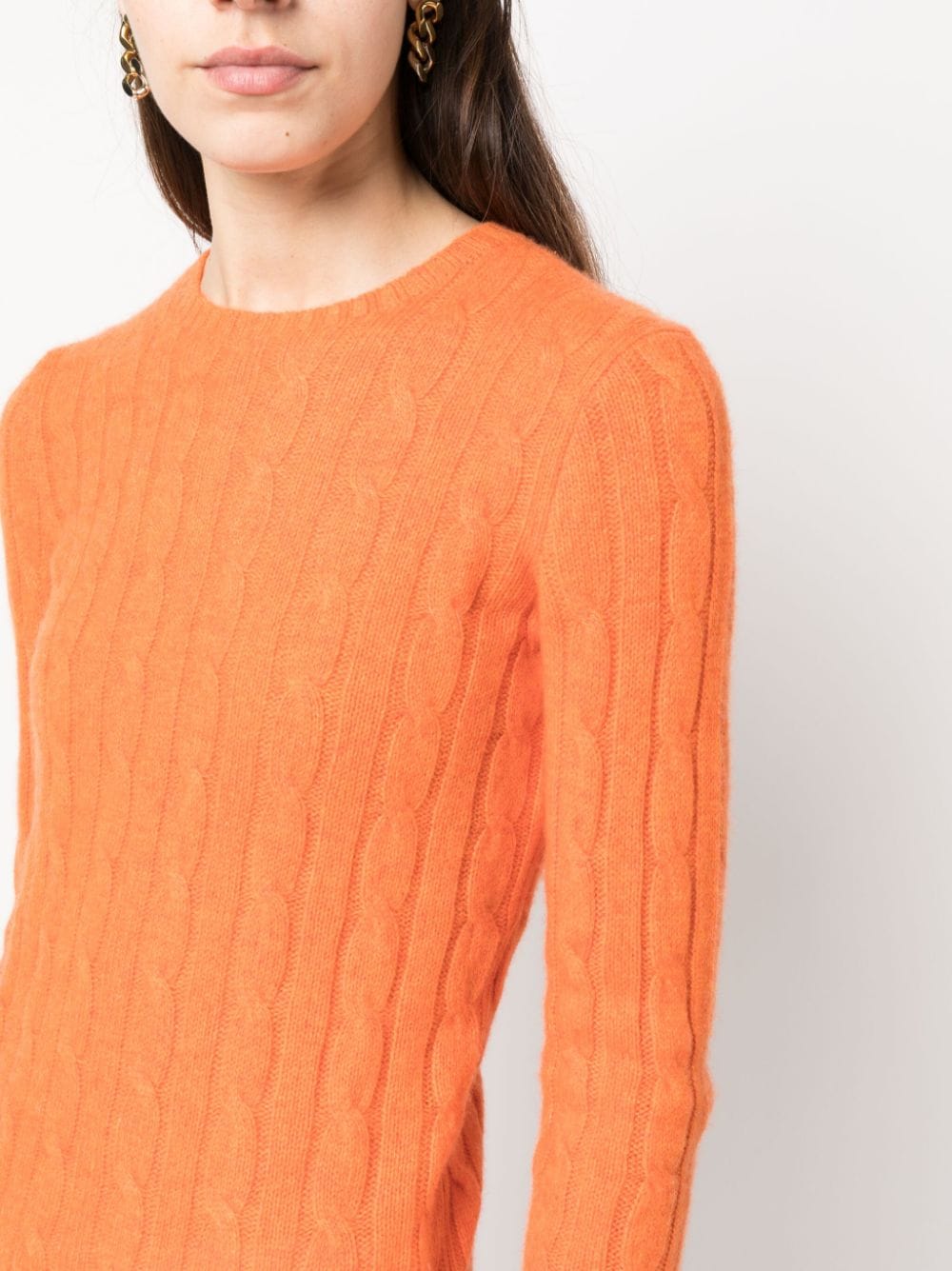 Shop Polo Ralph Lauren Cable-knit Cashmere Jumper In Orange