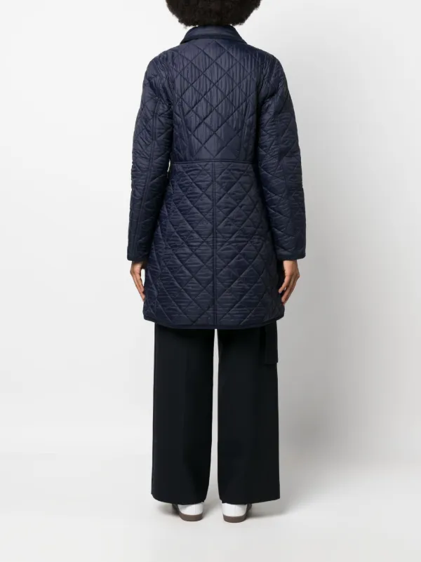 コート LAUREN RALPH LAUREN Woman Coat Blue 200957610 001 Lauren Ralph Lauren Women's Faux-Fur-Collar Quilted Coat