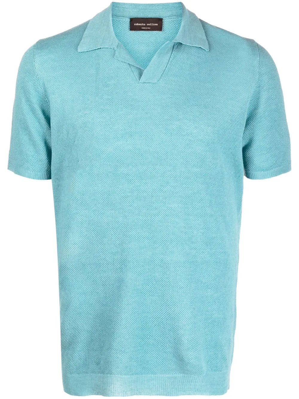 

Roberto Collina piqué-weave linen polo shirt - Blue