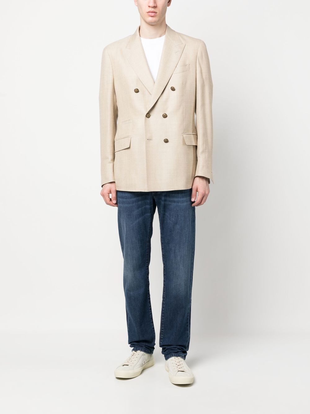 Eleventy Blazer met dubbele rij knopen - Beige